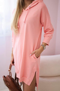 Dress with a hood and longer back 9078 / – Apricot цвет / color | Lexline Fashion