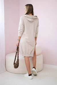 Dress with a hood and longer back 9078 / – Beige цвет / color | Lexline Fashion