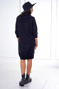 Dress with a hood and longer back 9078 / – Black цвет / color | Lexline Fashion