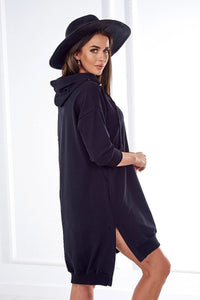Dress with a hood and longer back 9078 / – Black цвет / color | Lexline Fashion