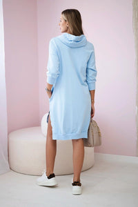 Dress with a hood and longer back 9078 / – Blue цвет / color | Lexline Fashion