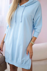 Dress with a hood and longer back 9078 / – Blue цвет / color | Lexline Fashion