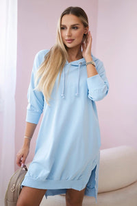 Dress with a hood and longer back 9078 / – Blue цвет / color | Lexline Fashion
