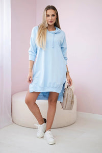 Dress with a hood and longer back 9078 / – Blue цвет / color | Lexline Fashion