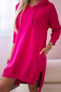 Dress with a hood and longer back 9078 / – Fuchsia цвет / color | Lexline Fashion