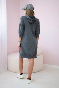 Dress with a hood and longer back 9078 / – Graphite цвет / color | Lexline Fashion