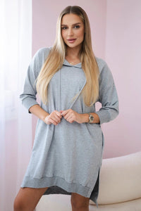 Dress with a hood and longer back 9078 / – Gray цвет / color | Lexline Fashion