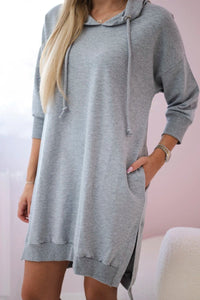 Dress with a hood and longer back 9078 / – Gray цвет / color | Lexline Fashion