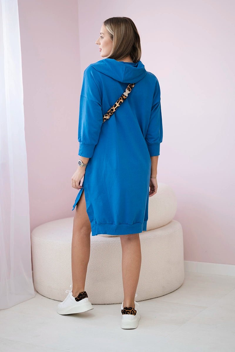 Dress with a hood and longer back 9078 / – Jeans цвет / color | Lexline Fashion