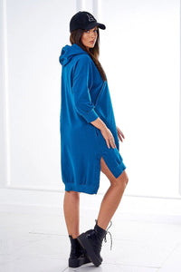 Dress with a hood and longer back 9078 / – Marine цвет / color | Lexline Fashion