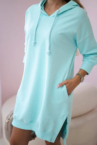 Dress with a hood and longer back 9078 / – Mint цвет / color | Lexline Fashion