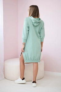 Dress with a hood and longer back 9078 / – Mint || Dark цвет / color | Lexline Fashion