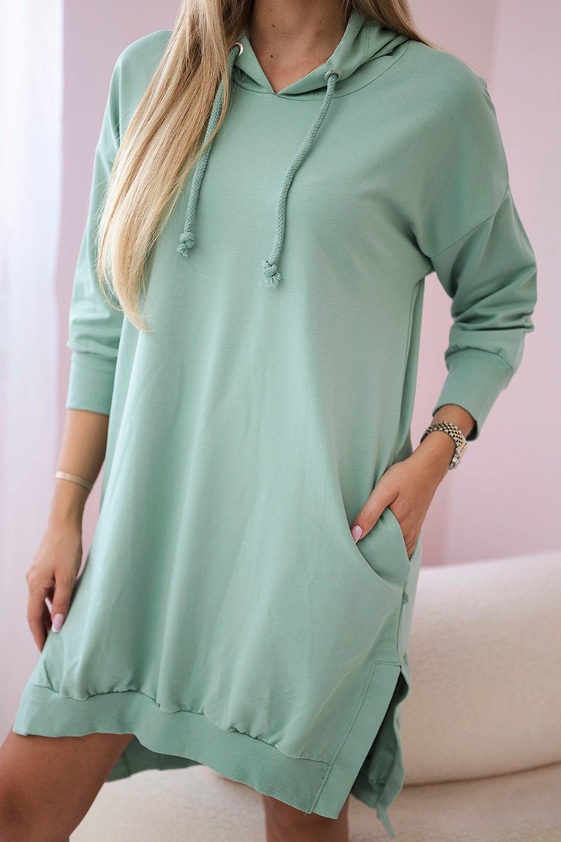 Dress with a hood and longer back 9078 / – Mint || Dark цвет / color | Lexline Fashion