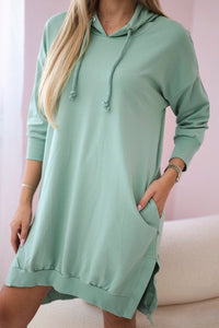 Dress with a hood and longer back 9078 / – Mint || Dark цвет / color | Lexline Fashion