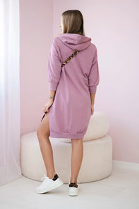 Dress with a hood and longer back 9078 / – Pink || Dark цвет / color | Lexline Fashion