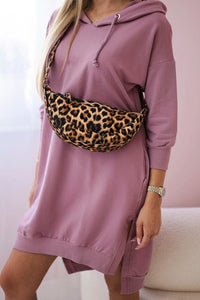 Dress with a hood and longer back 9078 / – Pink || Dark цвет / color | Lexline Fashion