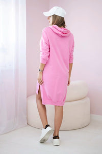 Dress with a hood and longer back 9078 / – Pink || Light цвет / color | Lexline Fashion