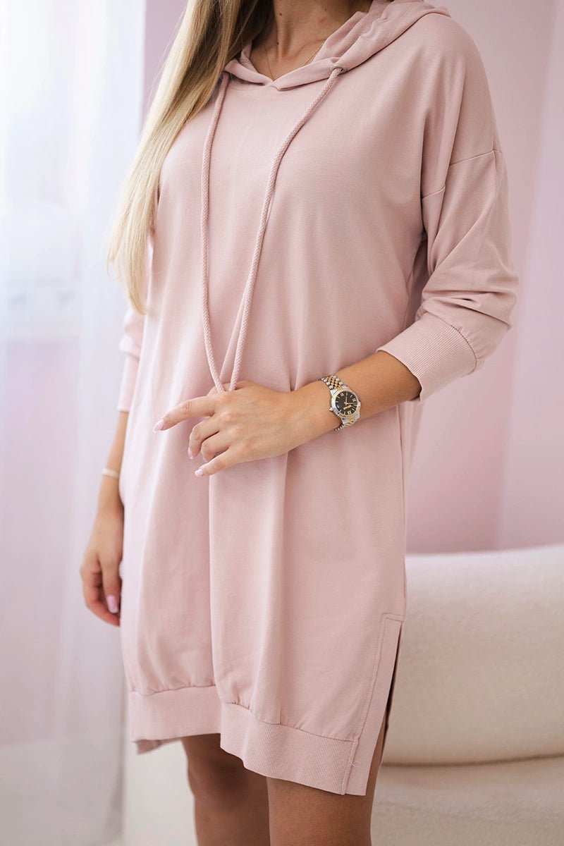 Dress with a hood and longer back 9078 / – Powder || Dark цвет / color | Lexline Fashion