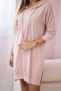 Dress with a hood and longer back 9078 / – Powder || Dark цвет / color | Lexline Fashion