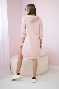 Dress with a hood and longer back 9078 / – Powder || Dark цвет / color | Lexline Fashion
