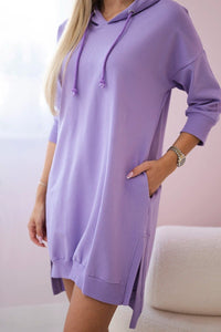 Dress with a hood and longer back 9078 / – Purple цвет / color | Lexline Fashion