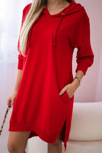 Dress with a hood and longer back 9078 / – Red цвет / color | Lexline Fashion