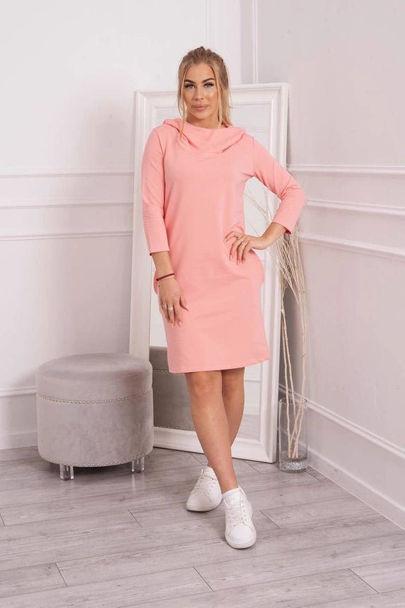 Dress with a hood and pockets 8847 / – Apricot цвет / color | Lexline Fashion
