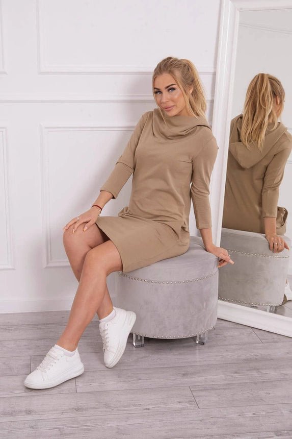 Dress with a hood and pockets 8847 / – Camel цвет / color | Lexline Fashion