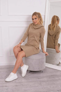 Dress with a hood and pockets 8847 / – Camel цвет / color | Lexline Fashion