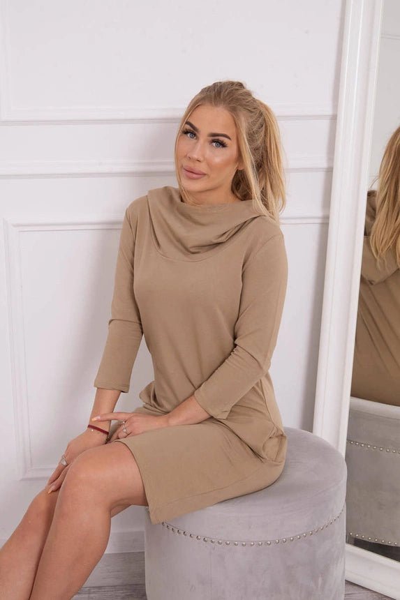 Dress with a hood and pockets 8847 / – Camel цвет / color | Lexline Fashion