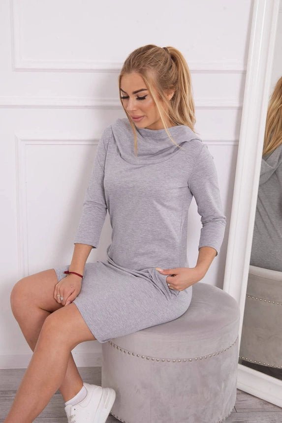 Dress with a hood and pockets 8847 / – Gray цвет / color | Lexline Fashion