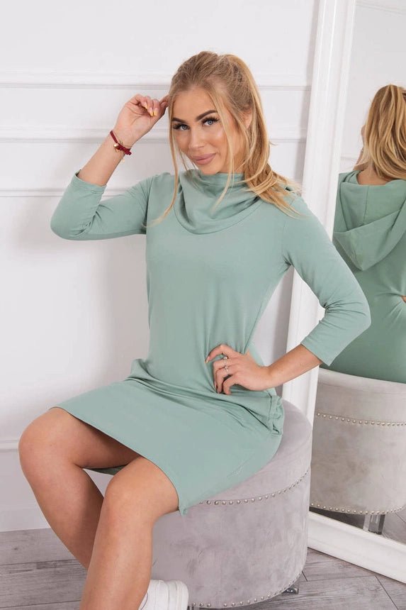 Dress with a hood and pockets 8847 / – Mint || Dark цвет / color | Lexline Fashion