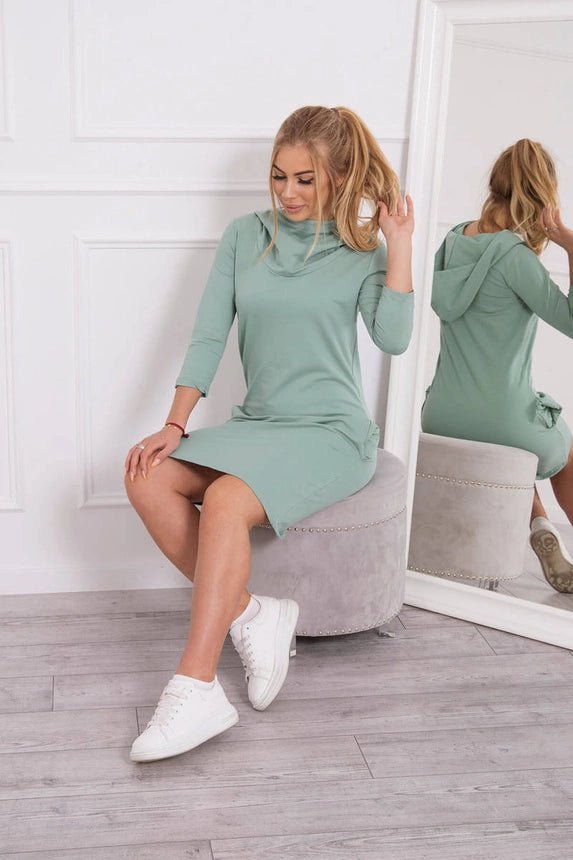 Dress with a hood and pockets 8847 / – Mint || Dark цвет / color | Lexline Fashion