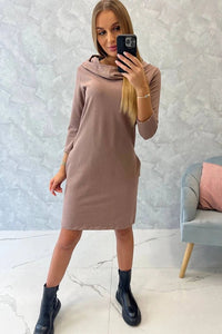 Dress with a hood and pockets 8847 / – Mocca цвет / color | Lexline Fashion