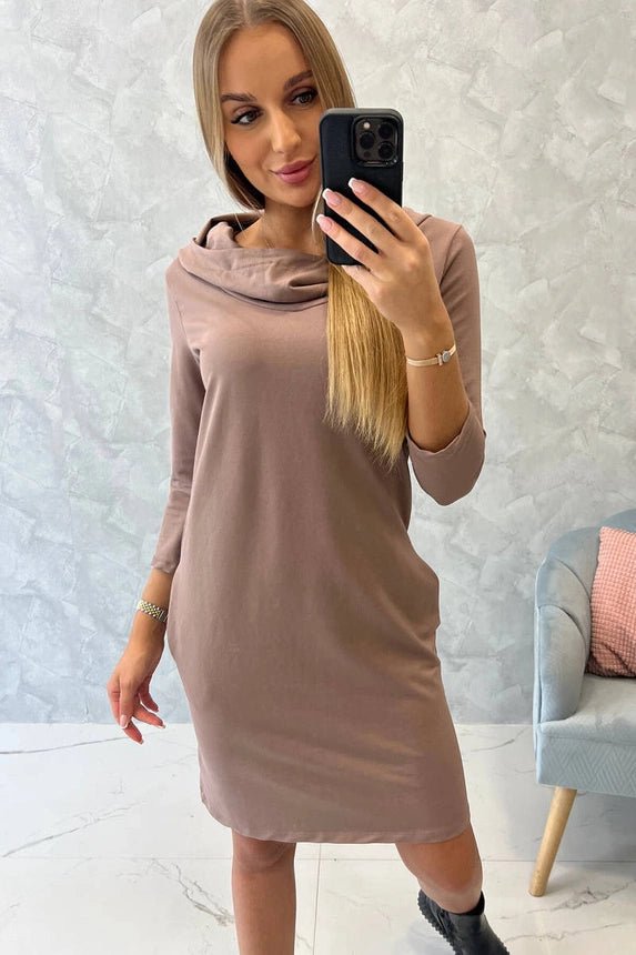 Dress with a hood and pockets 8847 / – Mocca цвет / color | Lexline Fashion