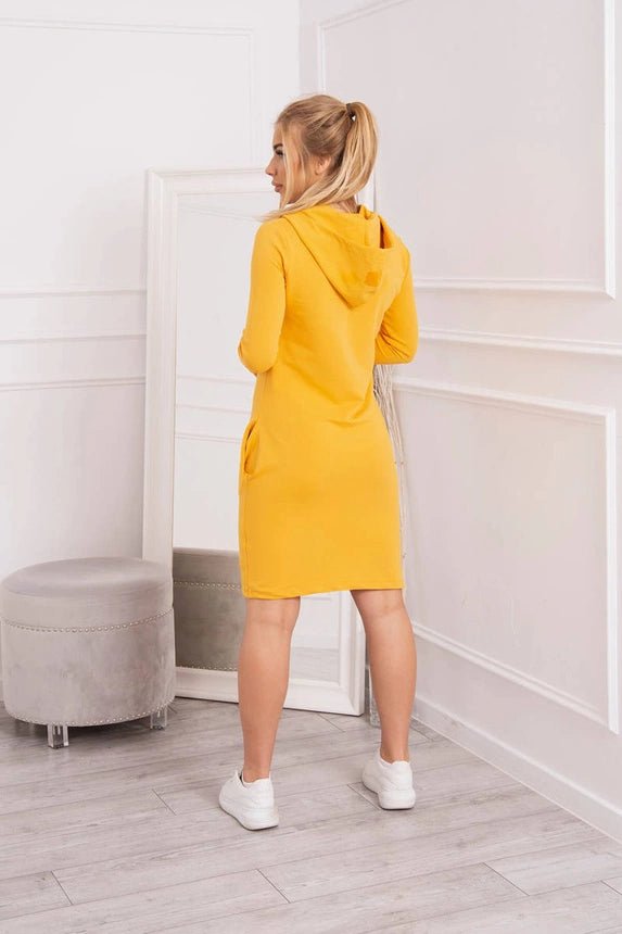 Dress with a hood and pockets 8847 / – Mustard цвет / color | Lexline Fashion