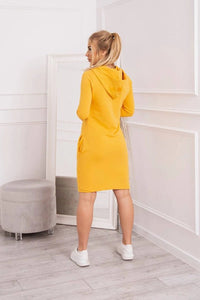 Dress with a hood and pockets 8847 / – Mustard цвет / color | Lexline Fashion