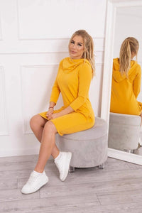 Dress with a hood and pockets 8847 / – Mustard цвет / color | Lexline Fashion