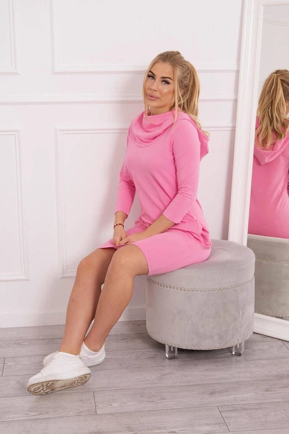 Dress with a hood and pockets 8847 / – Pink || Light цвет / color | Lexline Fashion