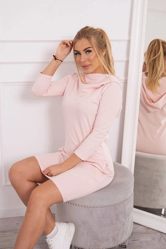 Dress with a hood and pockets 8847 / – Powder цвет / color | Lexline Fashion