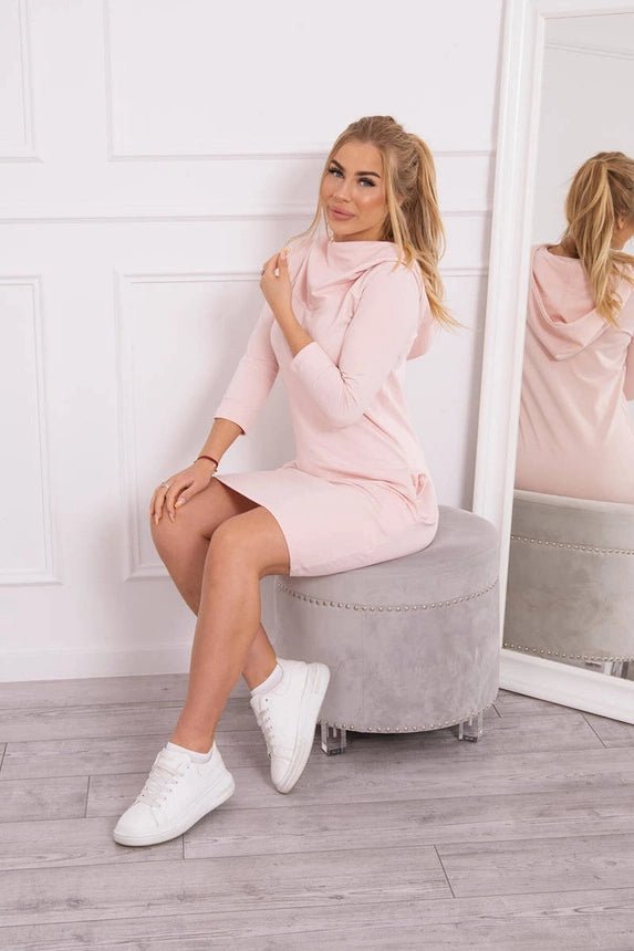 Dress with a hood and pockets 8847 / – Powder цвет / color | Lexline Fashion