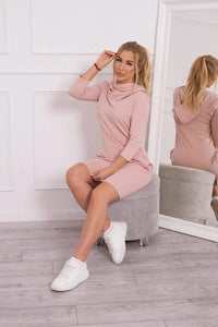 Dress with a hood and pockets 8847 / – Powder || Dark цвет / color | Lexline Fashion