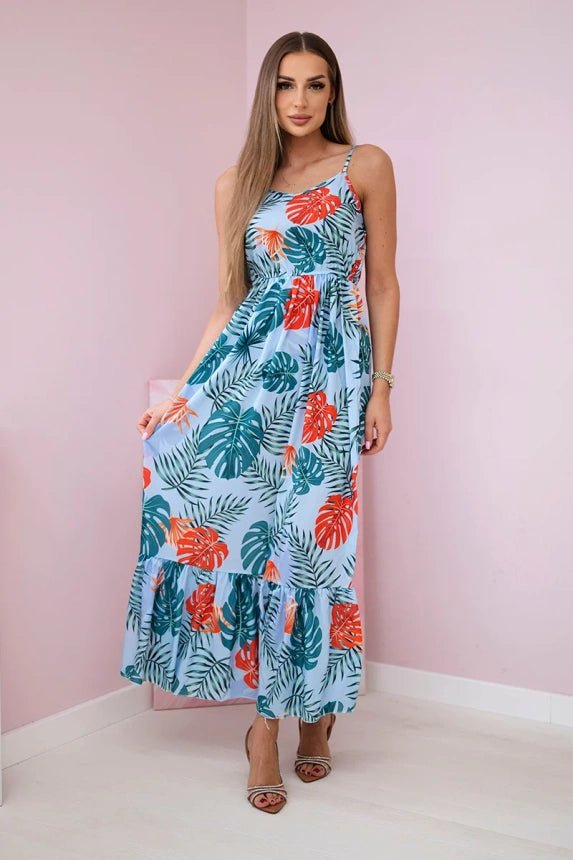 Dress with a leaf motif 9282 / – Blue цвет / color | Lexline Fashion