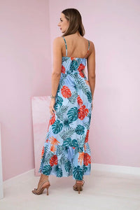 Dress with a leaf motif 9282 / – Blue цвет / color | Lexline Fashion