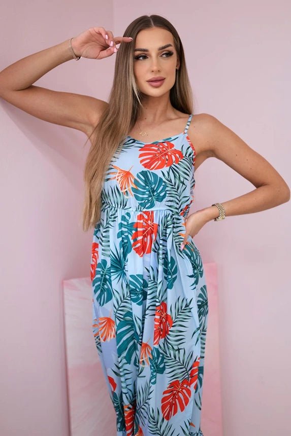 Dress with a leaf motif 9282 / – Blue цвет / color | Lexline Fashion