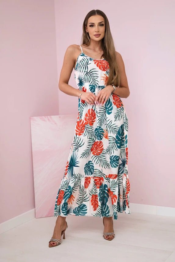 Dress with a leaf motif 9282 / – Ecru цвет / color | Lexline Fashion