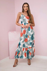 Dress with a leaf motif 9282 / – Ecru цвет / color | Lexline Fashion