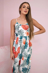 Dress with a leaf motif 9282 / – Ecru цвет / color | Lexline Fashion