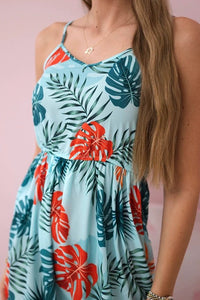 Dress with a leaf motif 9282 / – Mint цвет / color | Lexline Fashion