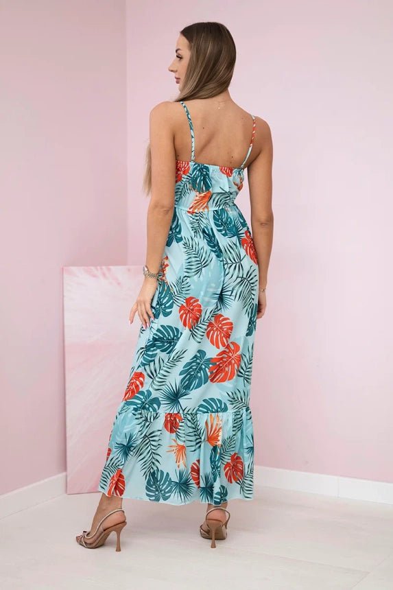 Dress with a leaf motif 9282 / – Mint цвет / color | Lexline Fashion